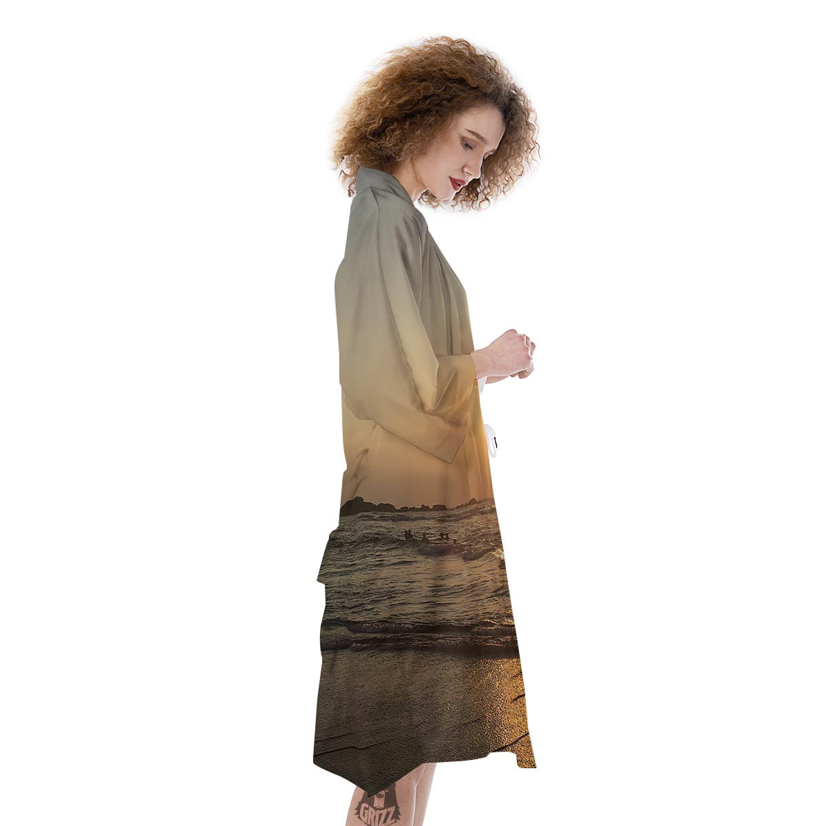 Beach Sunrise Print Kimono-grizzshop