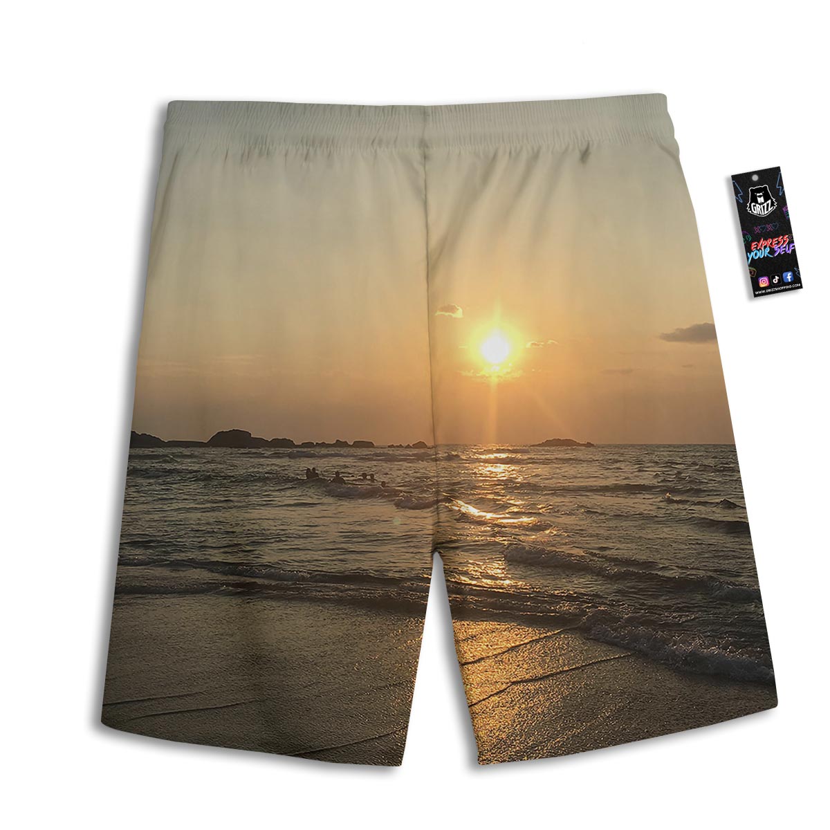 Beach Sunrise Print Men's Athletic Shorts