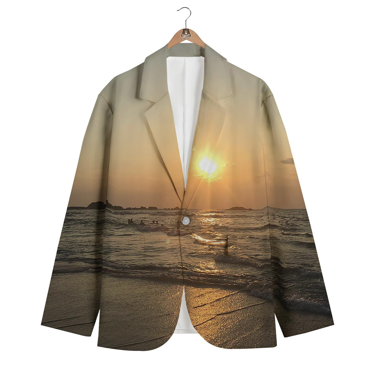 Beach Sunrise Print Men's Blazer-grizzshop