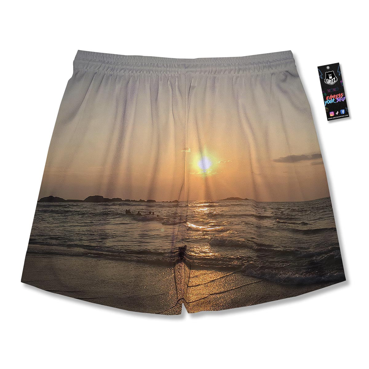 Beach Sunrise Print Men's Running Shorts-grizzshop