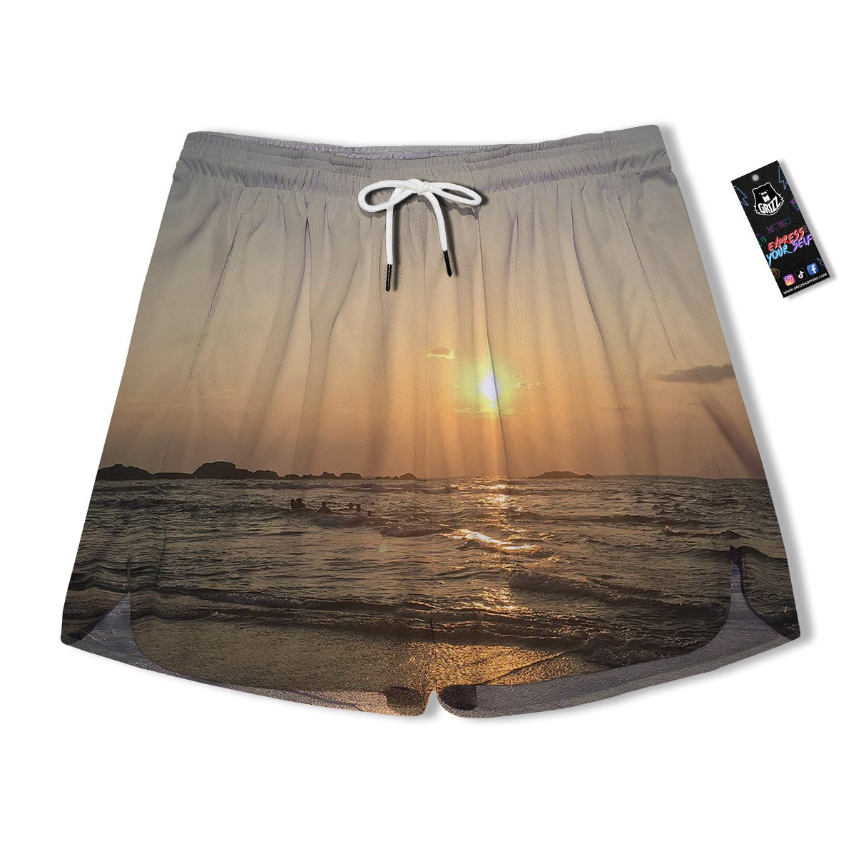 Beach Sunrise Print Men's Running Shorts-grizzshop