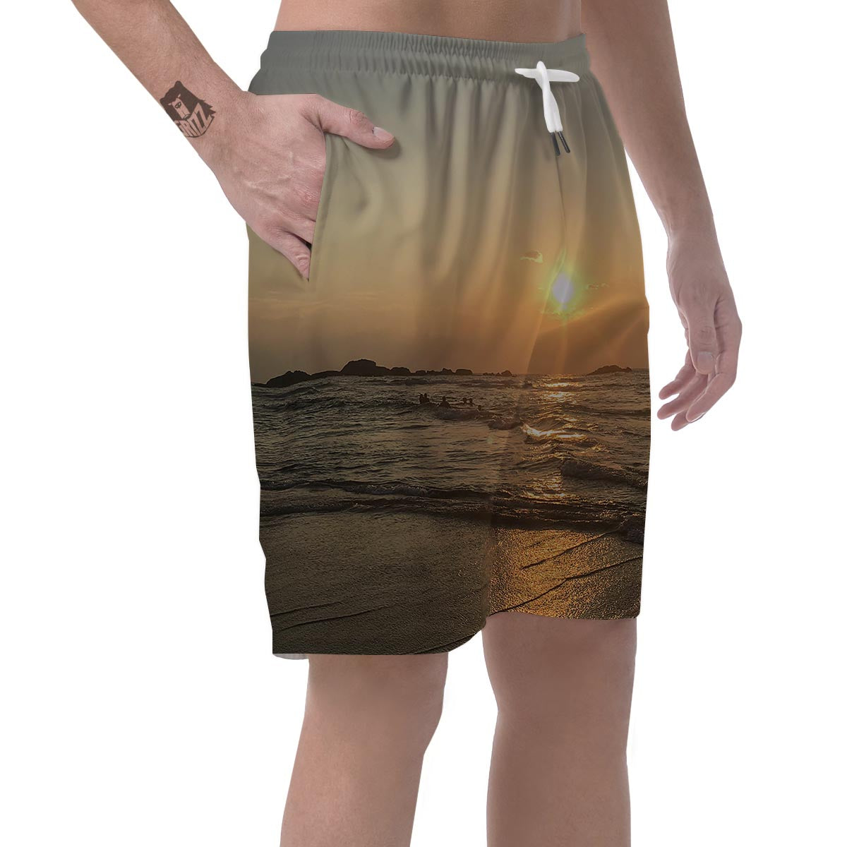 Beach Sunrise Print Men's Shorts-grizzshop