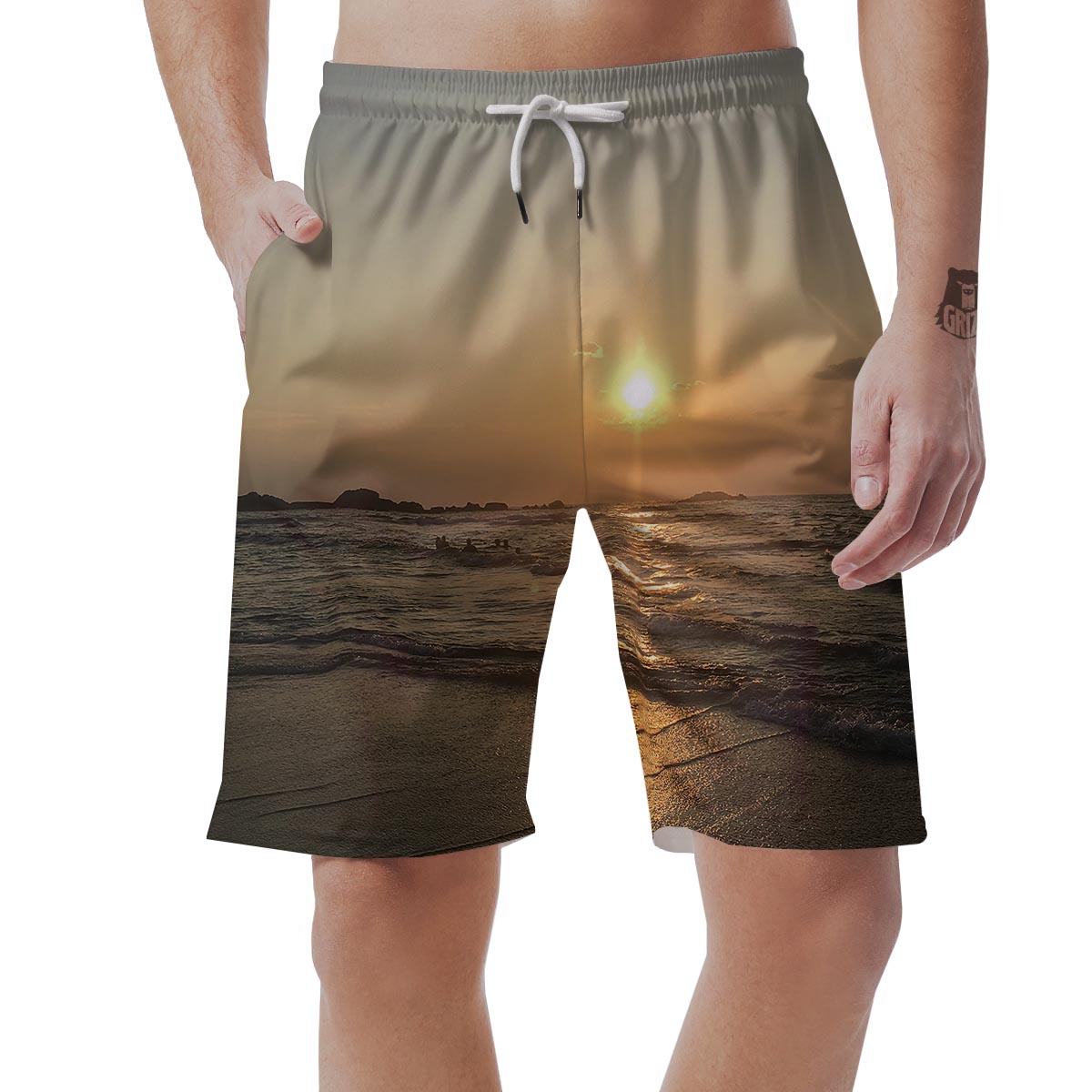 Beach Sunrise Print Men's Shorts-grizzshop
