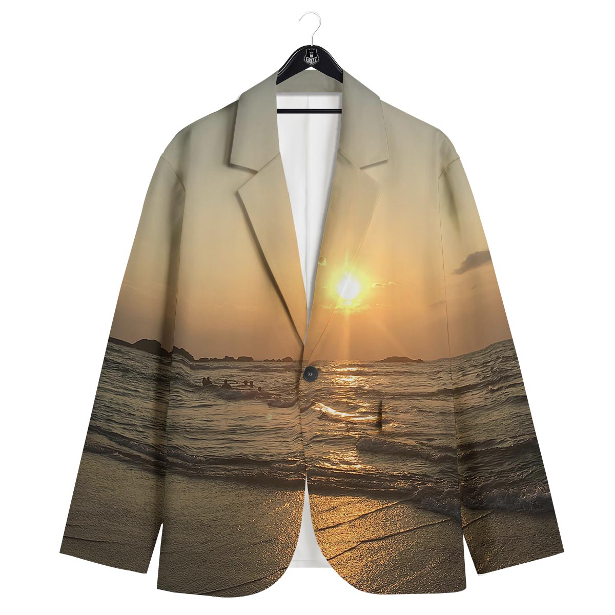 Beach Sunrise Print Men's Sport Coat-grizzshop