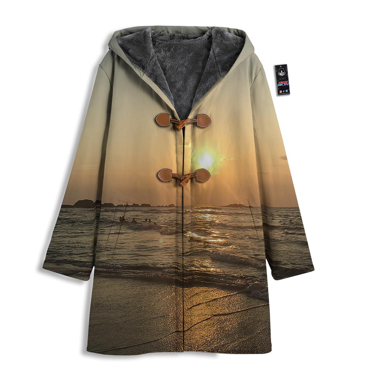 Beach Sunrise Print Men's Windbreaker Jacket-grizzshop