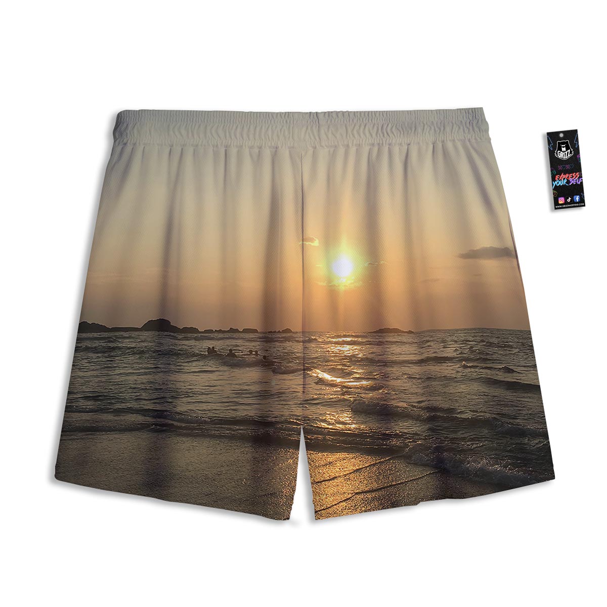 Beach Sunrise Print Mesh Shorts