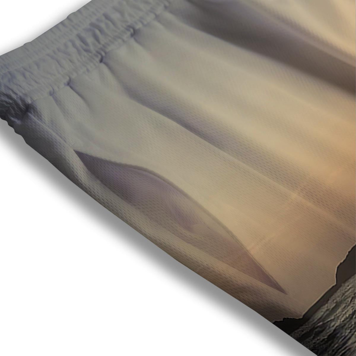 Beach Sunrise Print Mesh Shorts