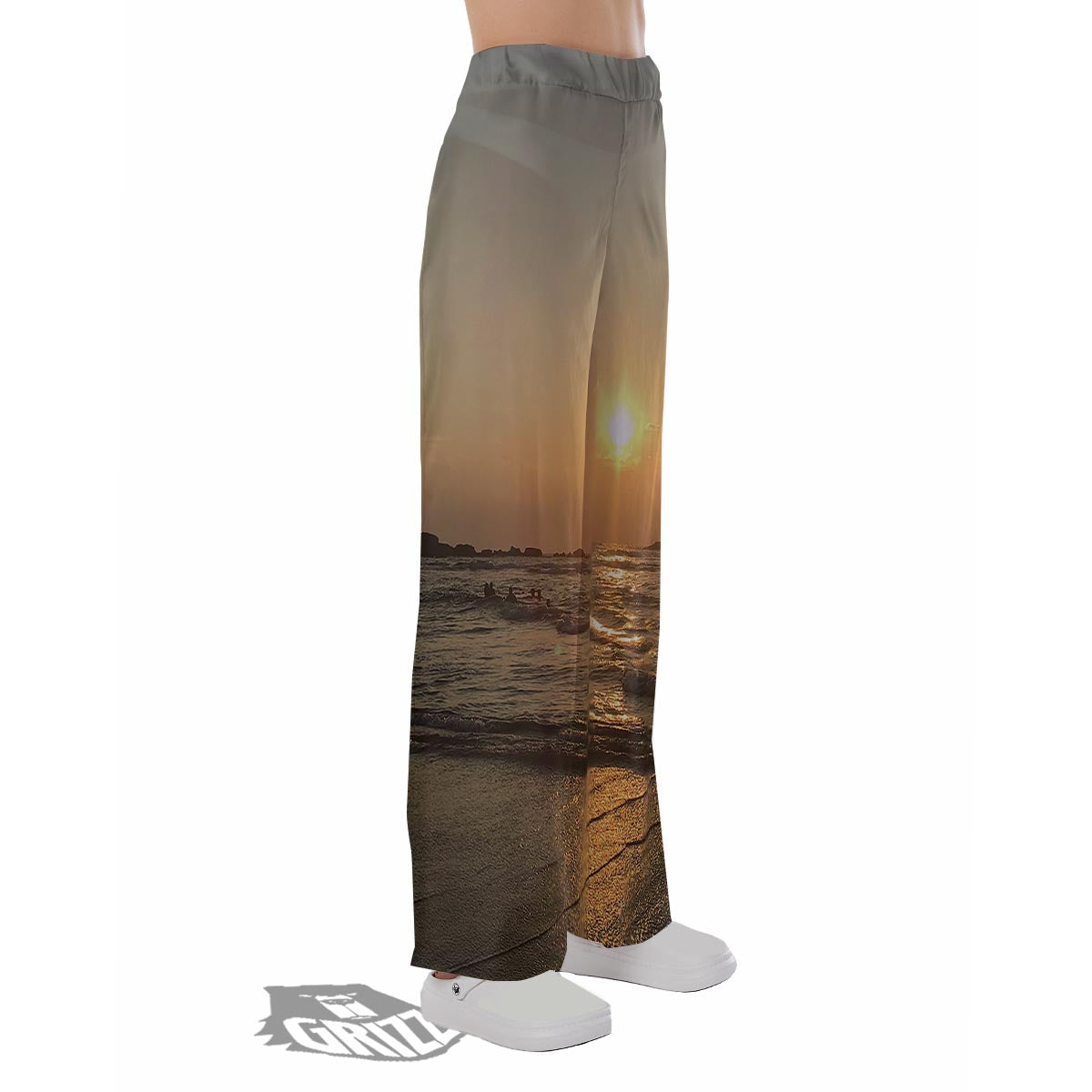 Beach Sunrise Print Pajama Pants-grizzshop