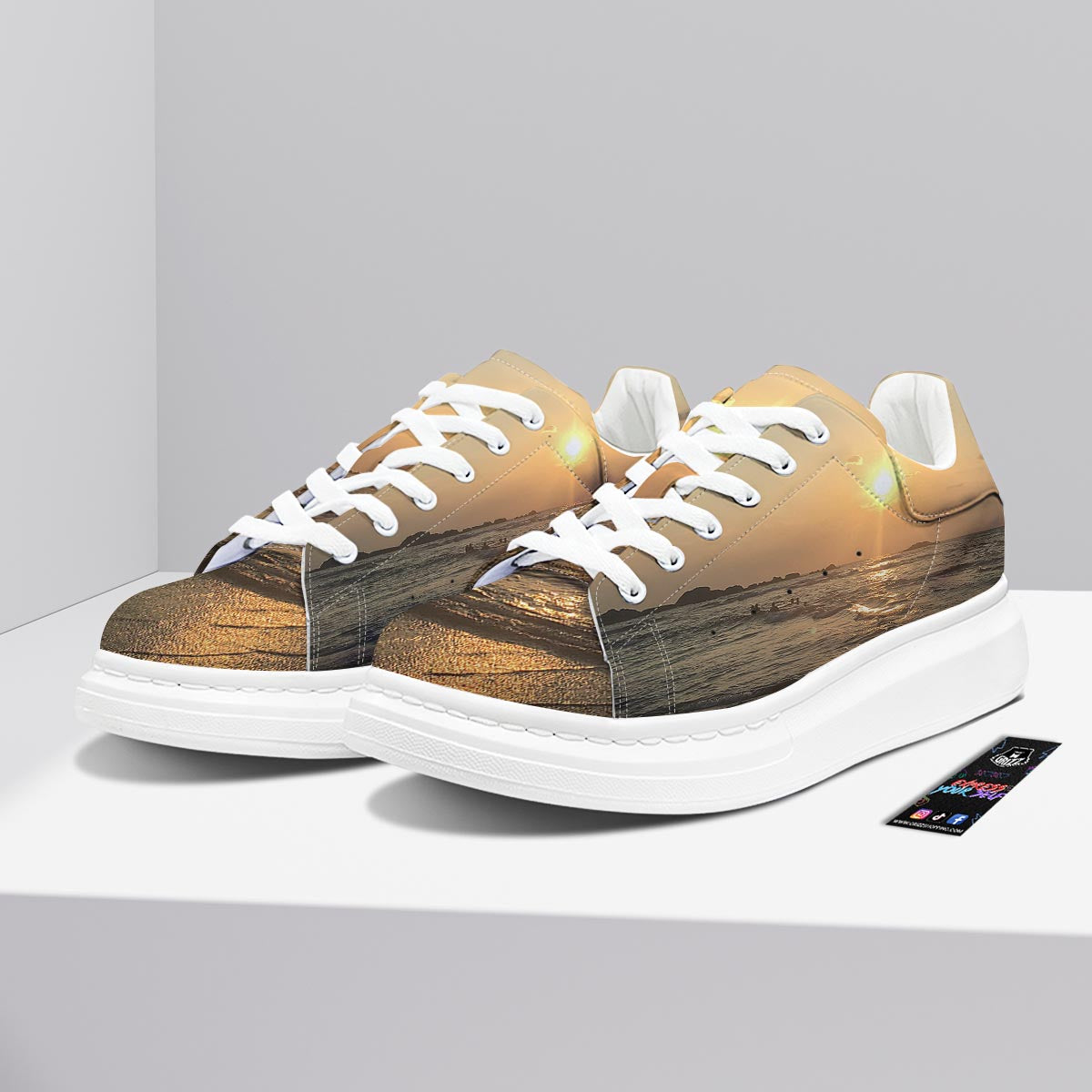 Beach Sunrise Print Platform Shoes-grizzshop