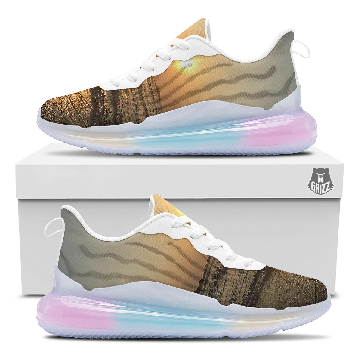 Beach Sunrise Print Running Sneakers-grizzshop