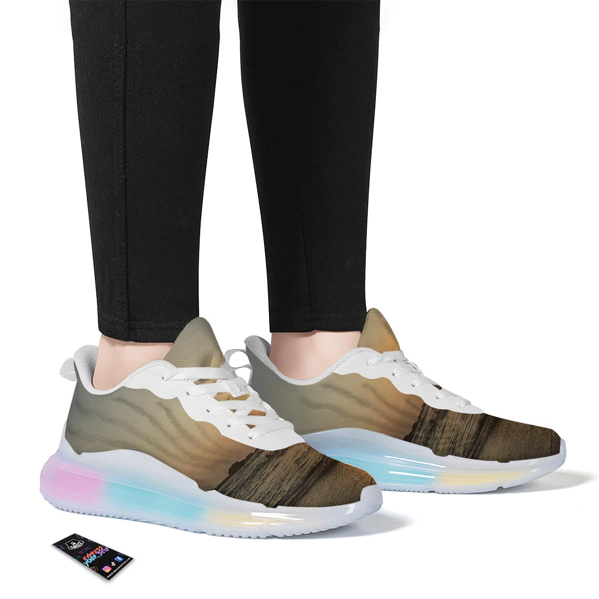 Beach Sunrise Print Running Sneakers-grizzshop