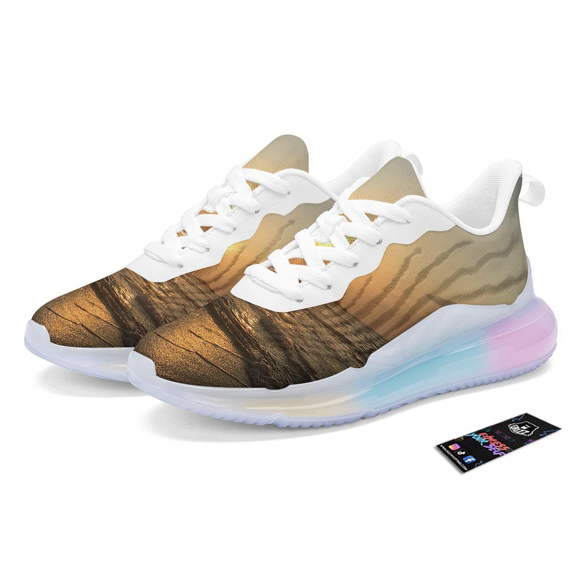 Beach Sunrise Print Running Sneakers-grizzshop