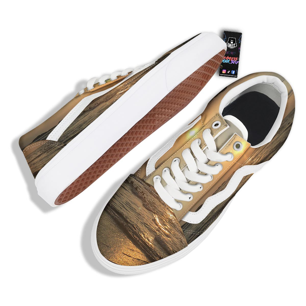 Beach Sunrise Print Skate Shoes-grizzshop