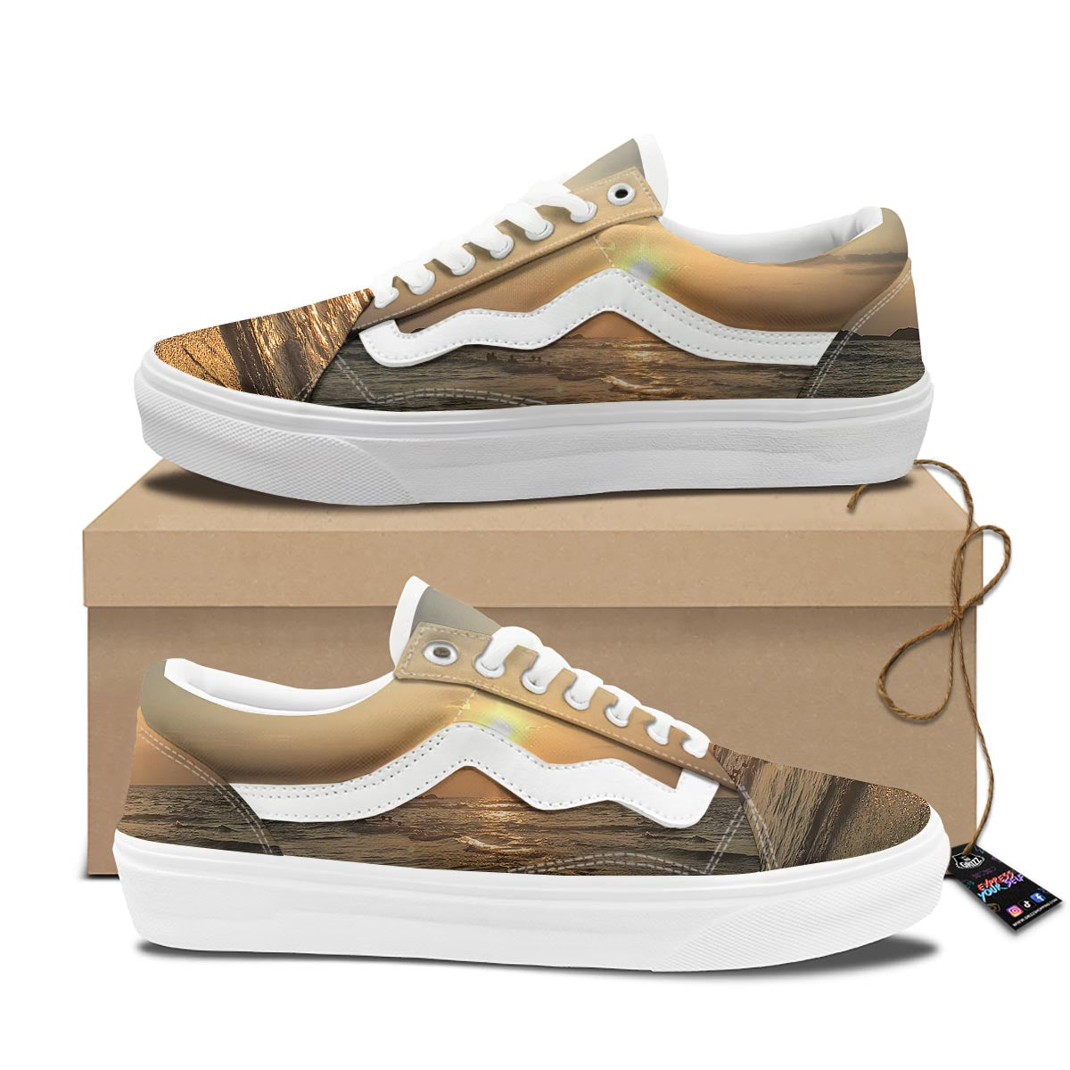 Beach Sunrise Print Skate Shoes-grizzshop