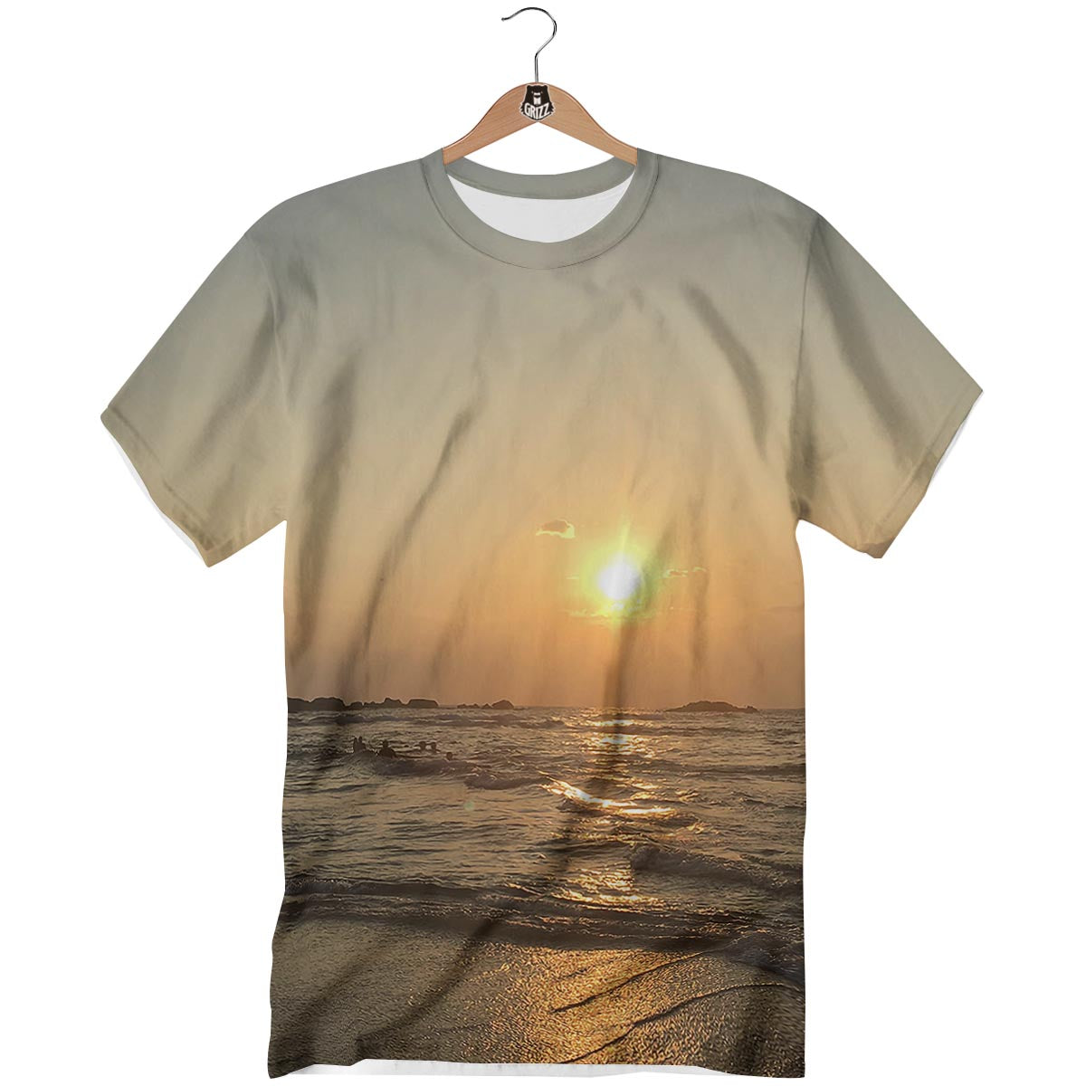 Beach Sunrise Print T-Shirt-grizzshop