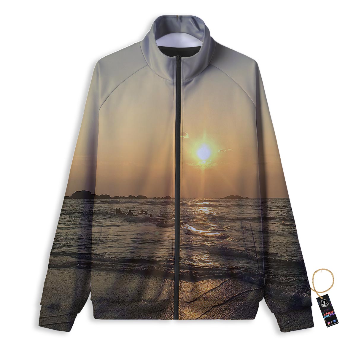 Beach Sunrise Print Track Jacket-grizzshop