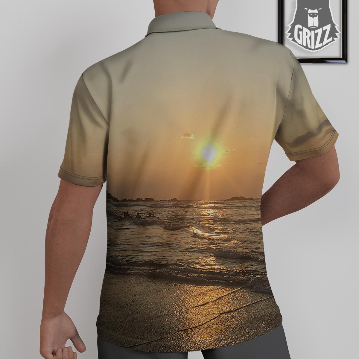 Beach Sunrise Print Untucked Shirts-grizzshop