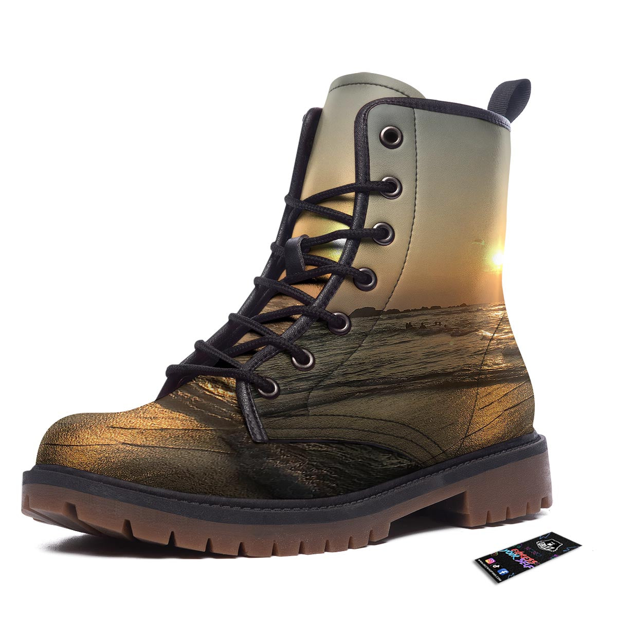 Beach Sunrise Print Work Boots-grizzshop