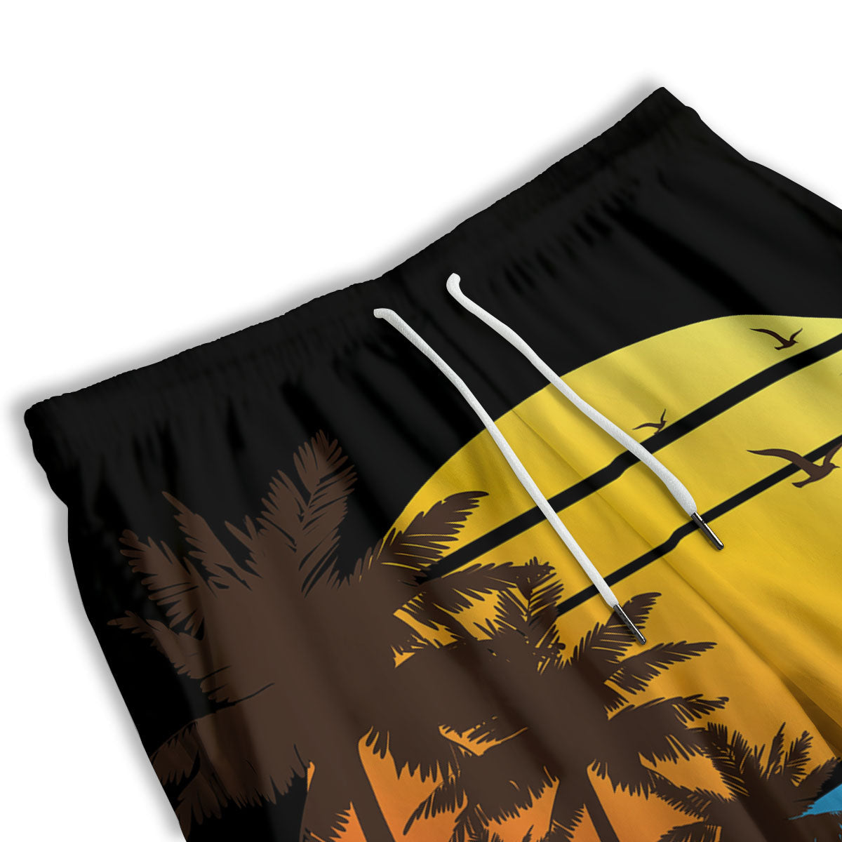 Beach Sunset Palm Tree Print Men's Athletic Shorts