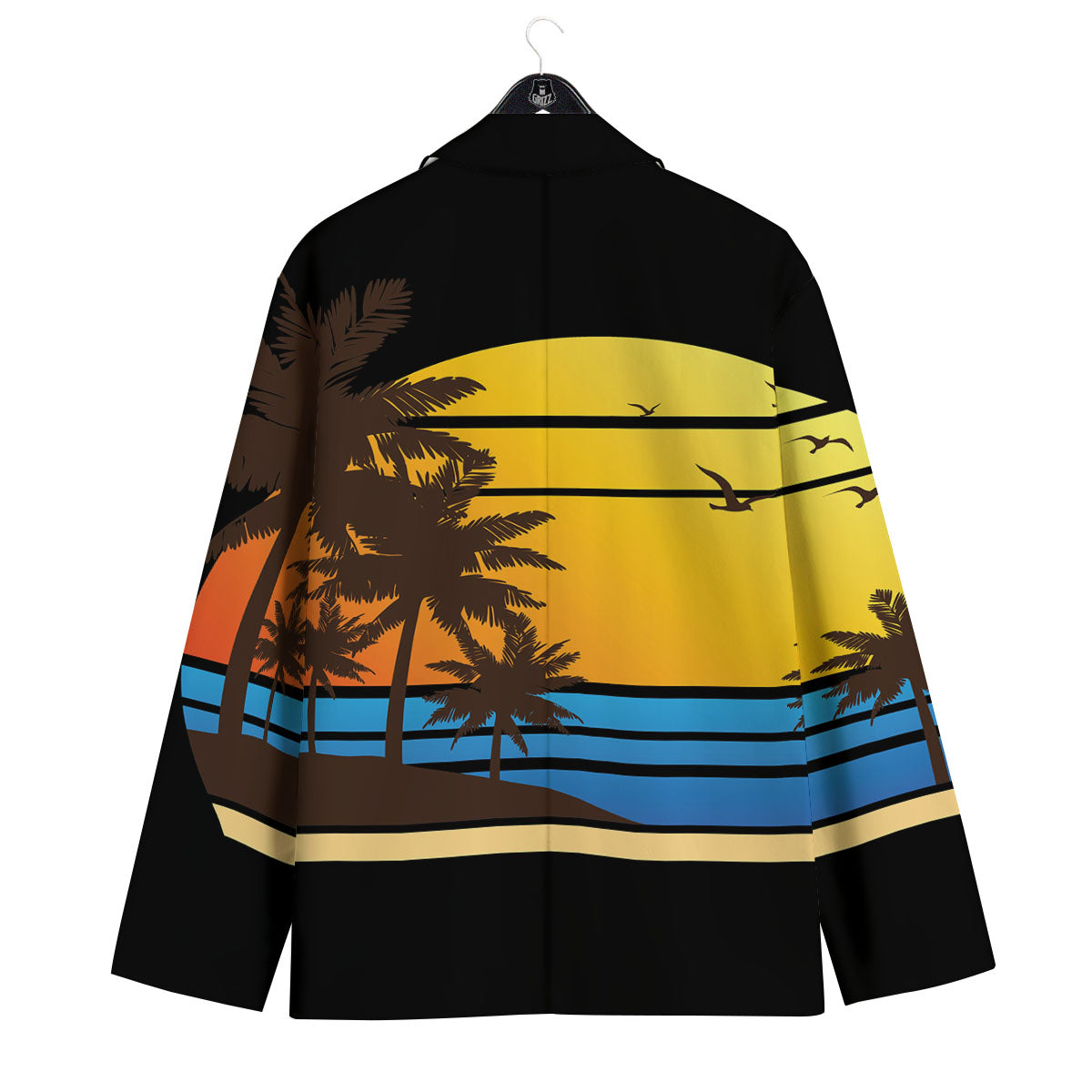 Beach Sunset Palm Tree Print Men's Sport Coat-grizzshop