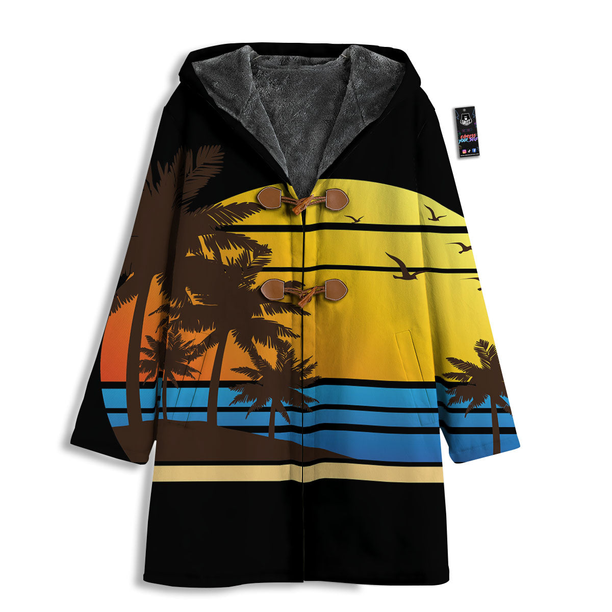 Beach Sunset Palm Tree Print Men's Windbreaker Jacket-grizzshop
