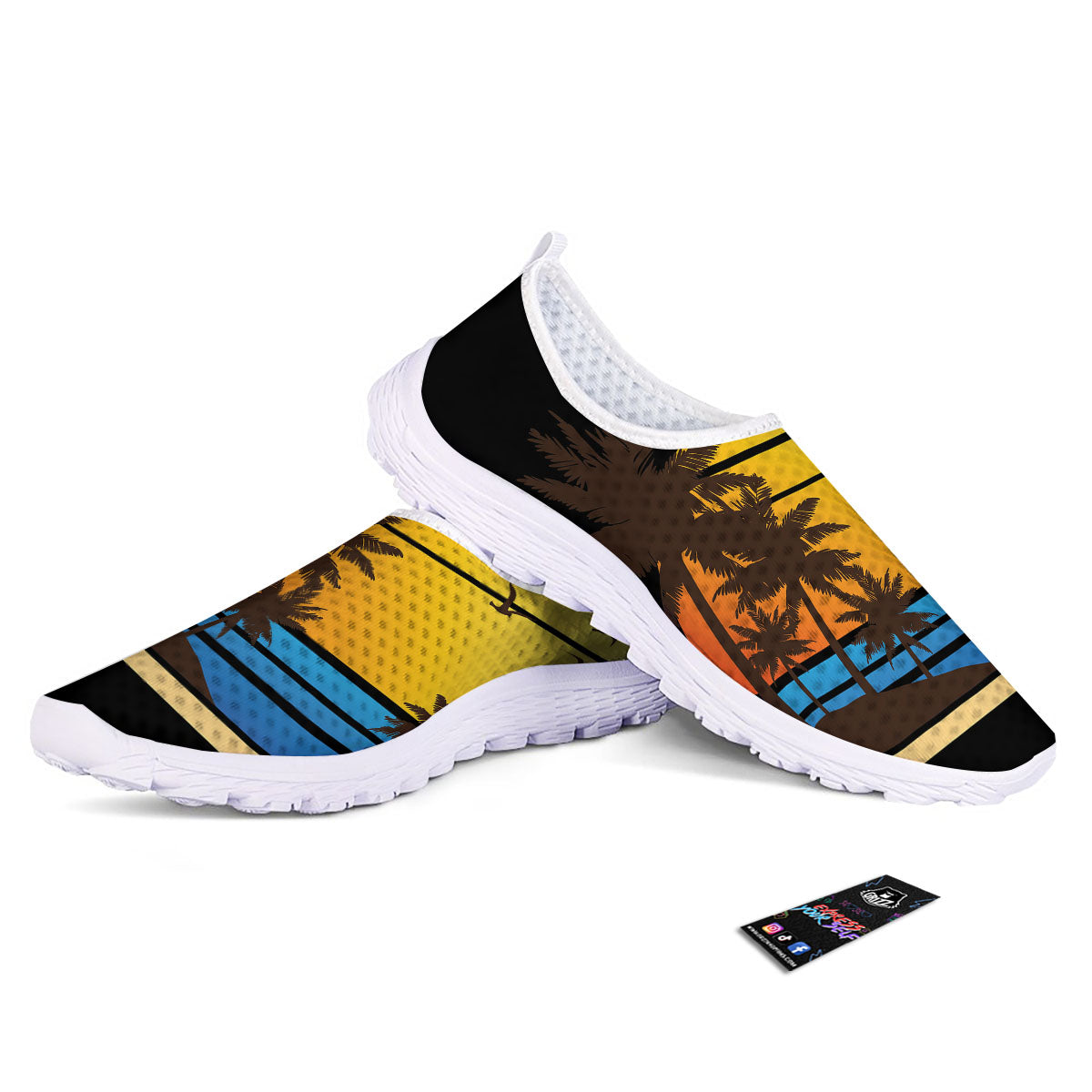 Beach Sunset Palm Tree Print Nurse Shoes-grizzshop