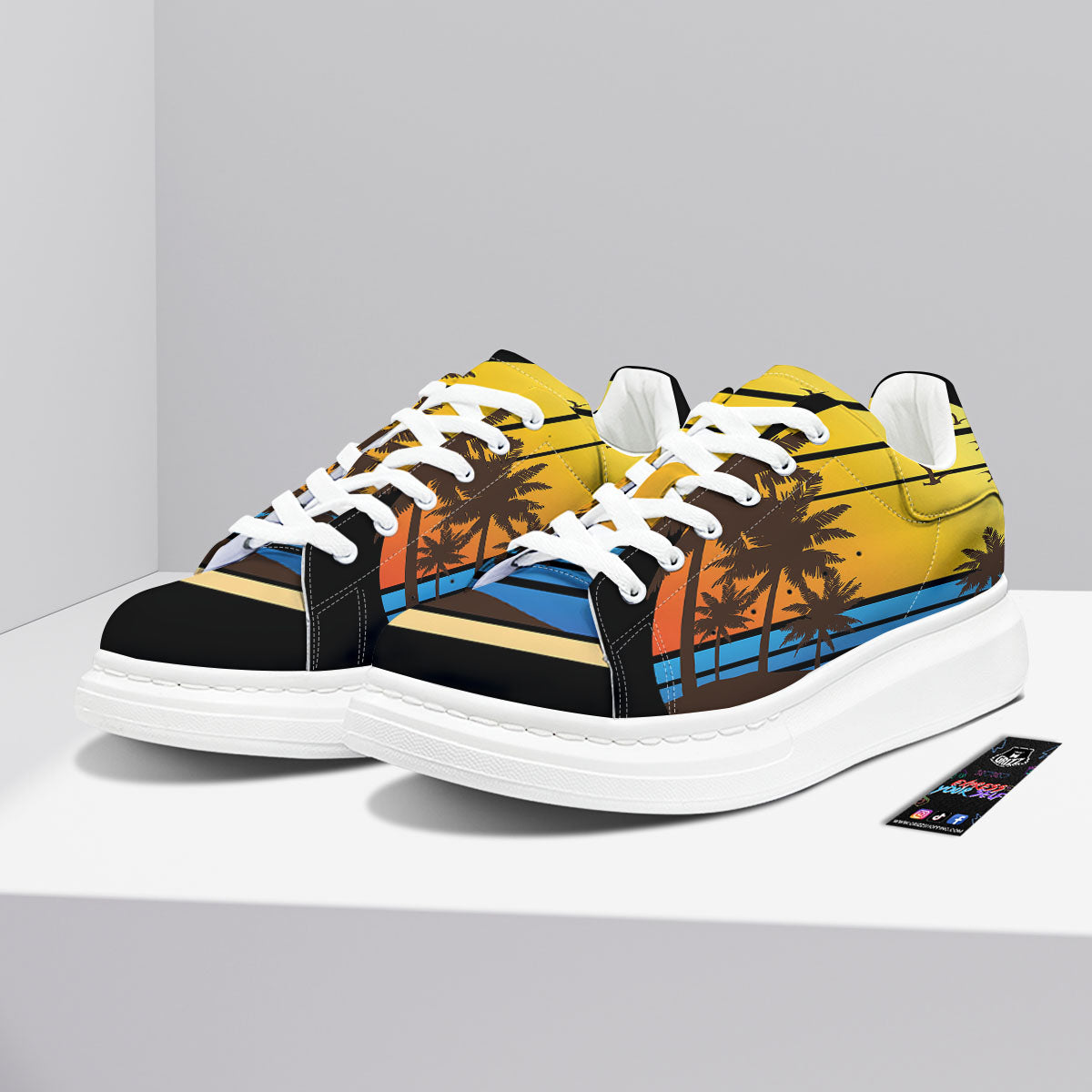 Beach Sunset Palm Tree Print Platform Shoes-grizzshop
