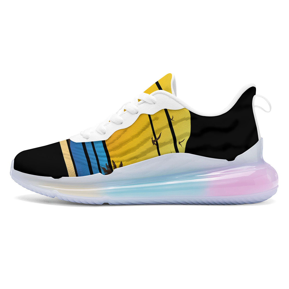 Beach Sunset Palm Tree Print Running Sneakers-grizzshop