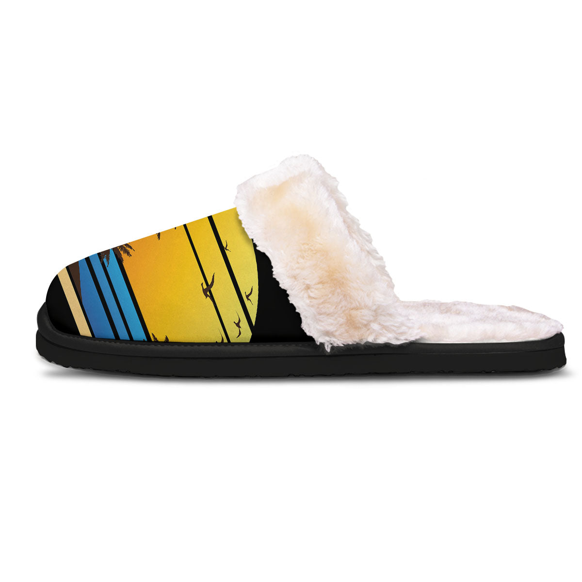 Beach Sunset Palm Tree Print Slippers-grizzshop