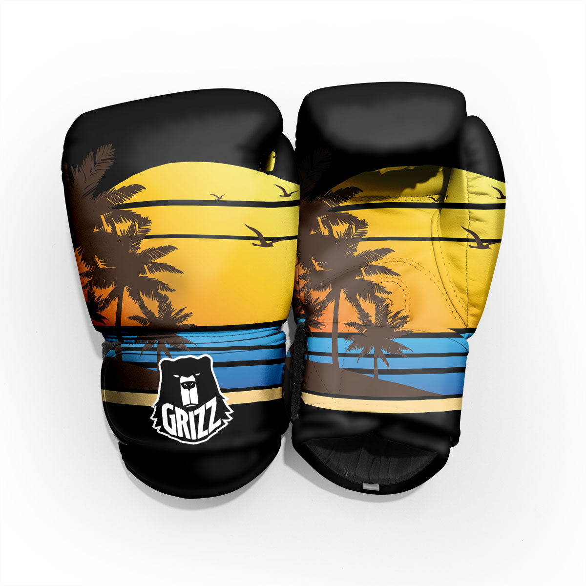 Beach Sunset Palm Tree Print Pro Boxing Glove