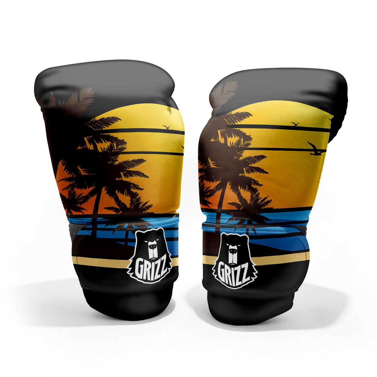 Beach Sunset Palm Tree Print Pro Boxing Glove