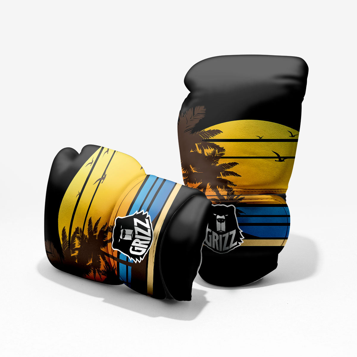 Beach Sunset Palm Tree Print Pro Boxing Glove