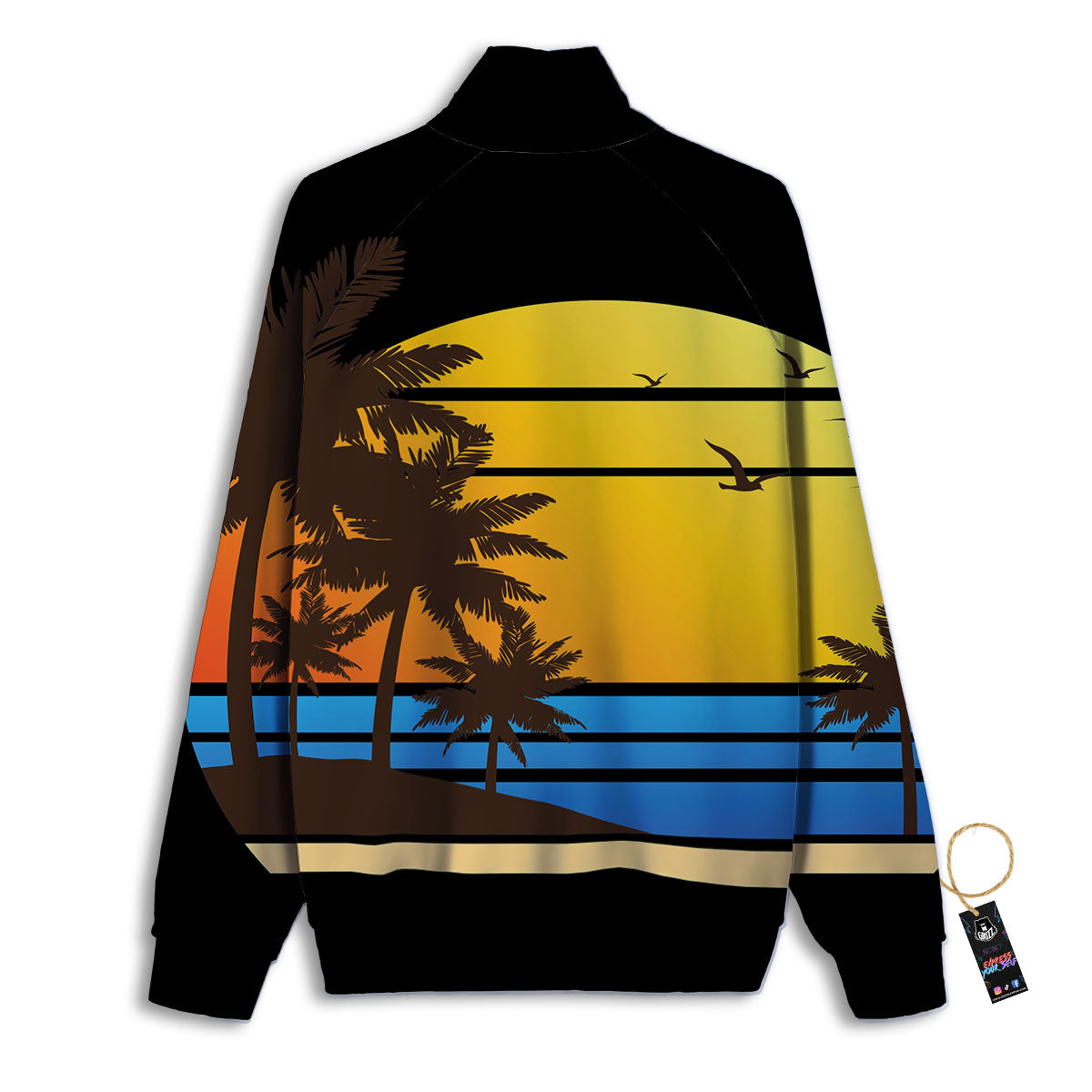 Beach Sunset Palm Tree Print Track Jacket-grizzshop