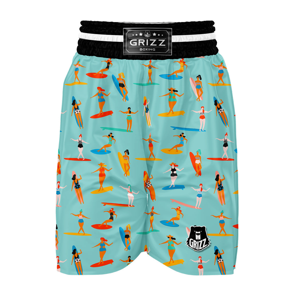 Beach Surfing Pattern Print Boxing Shorts-grizzshop