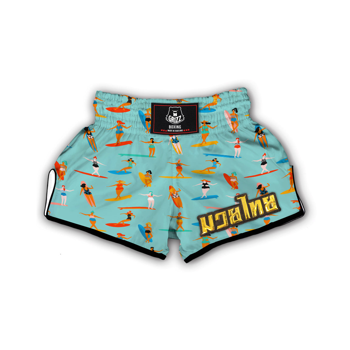 Beach Surfing Pattern Print Muay Thai Boxing Shorts-grizzshop