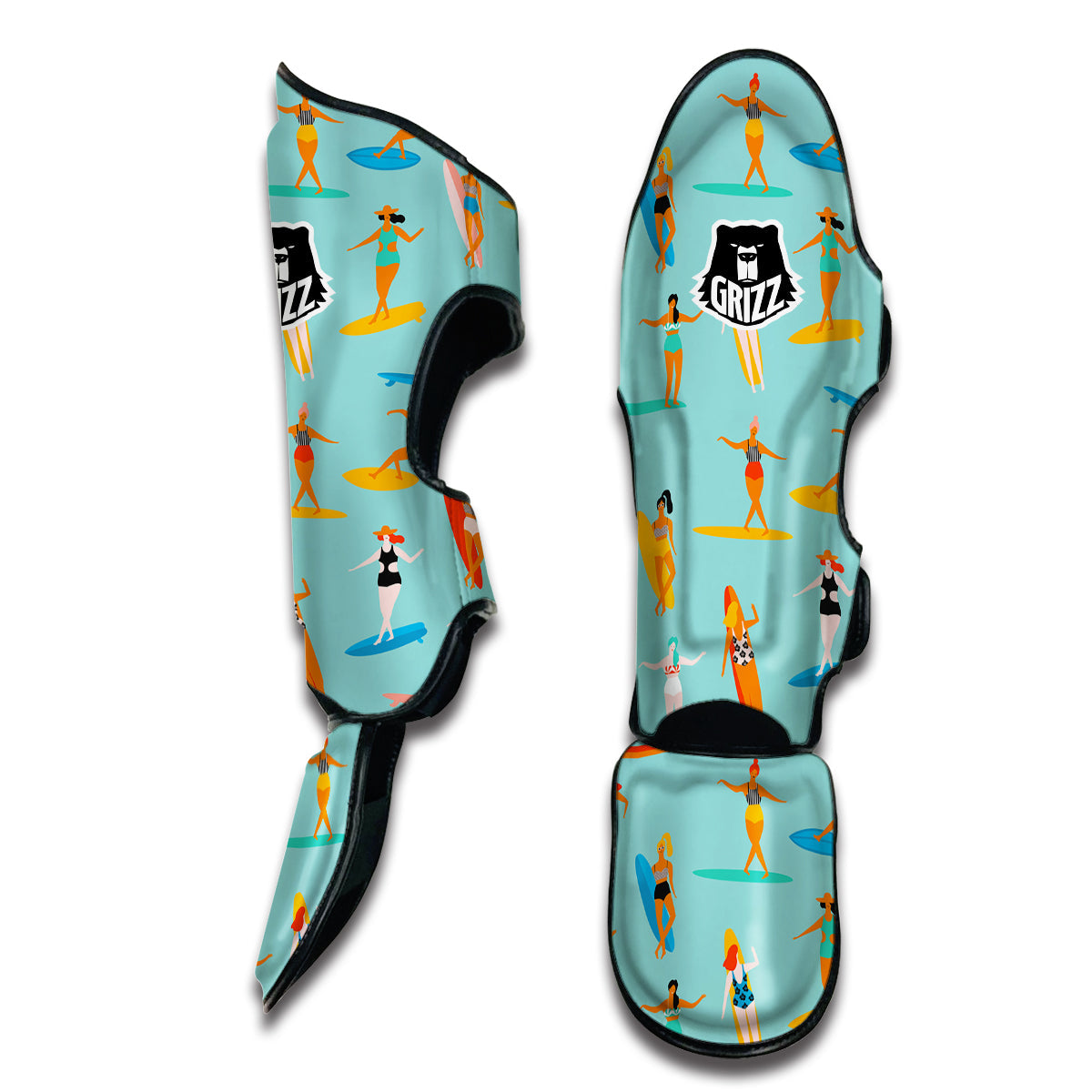 Beach Surfing Pattern Print Muay Thai Shin Guards-grizzshop