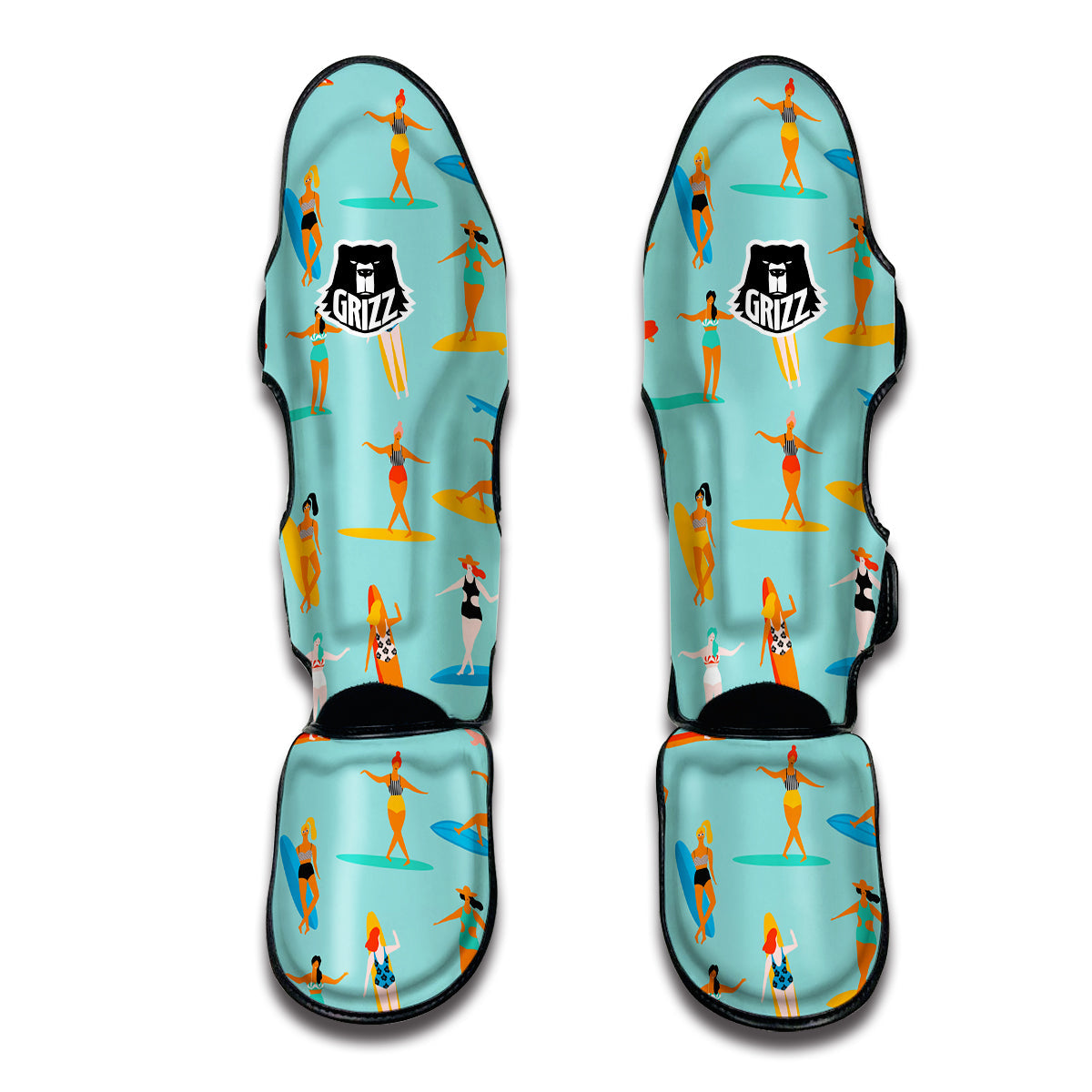 Beach Surfing Pattern Print Muay Thai Shin Guards-grizzshop