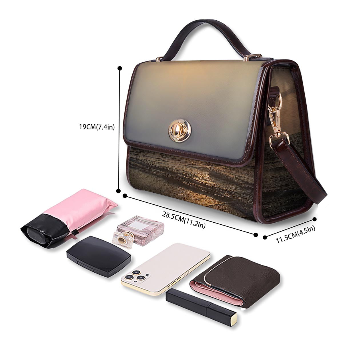 Beach Sunrise Print Women's Satchel Bag