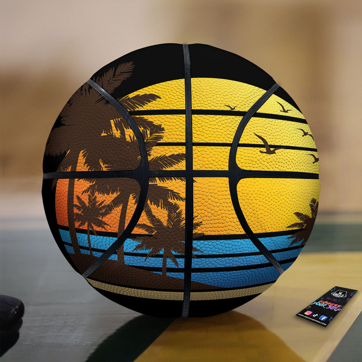 Beach Sunset Palm Tree Print Basketball