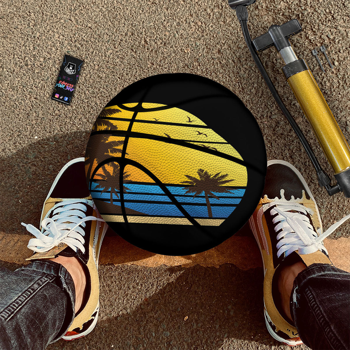 Beach Sunset Palm Tree Print Basketball