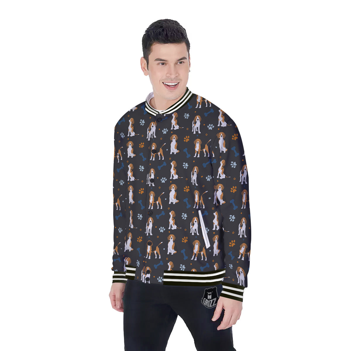 Beagle Cute Cartoon Print Pattern Baseball Jacket-grizzshop