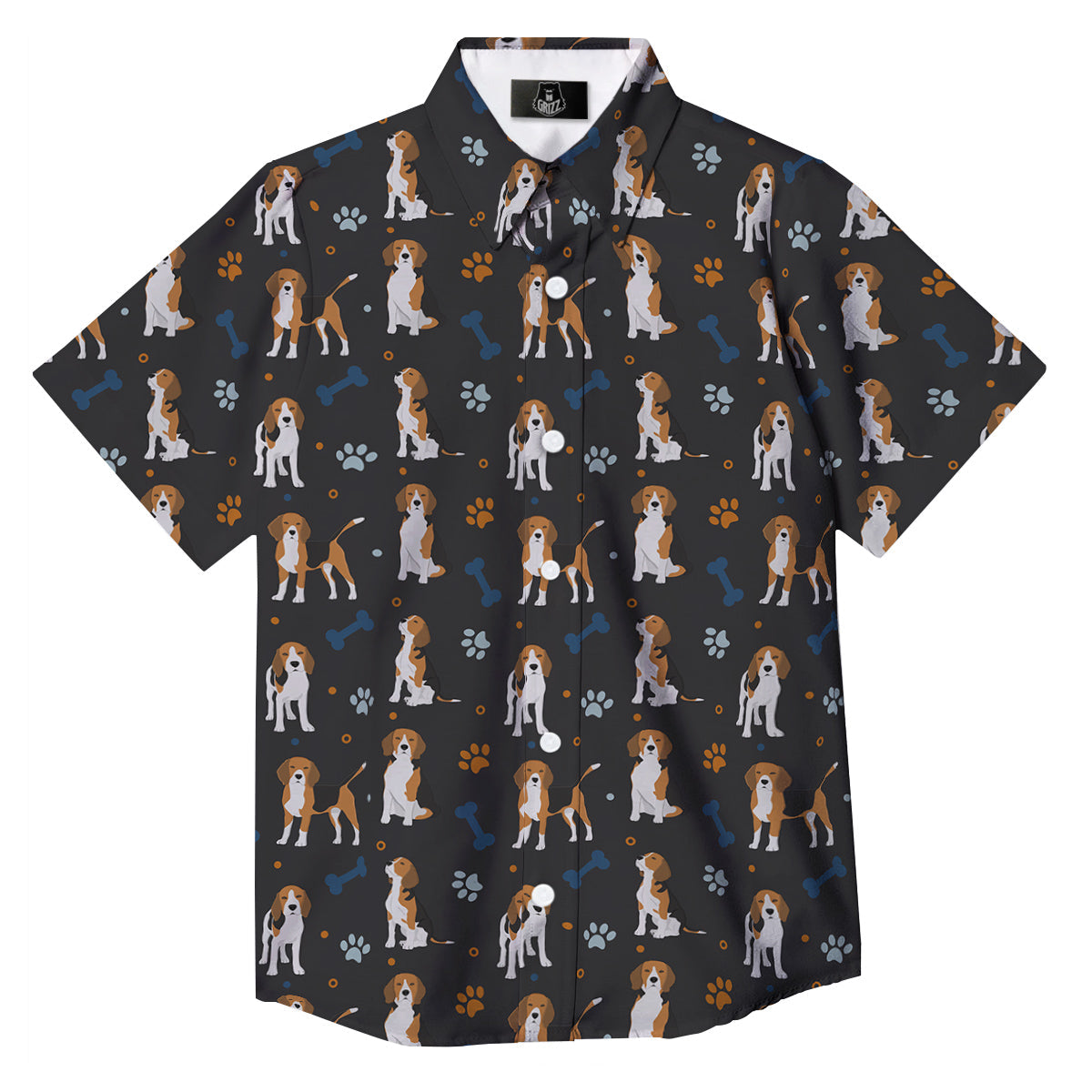 Beagle Cute Cartoon Print Pattern Button Up Shirt-grizzshop