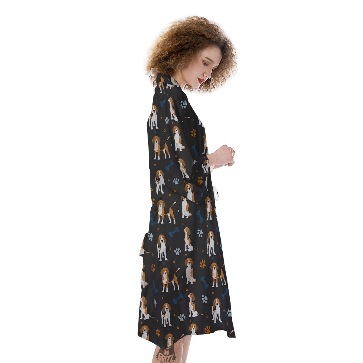 Beagle Cute Cartoon Print Pattern Kimono-grizzshop