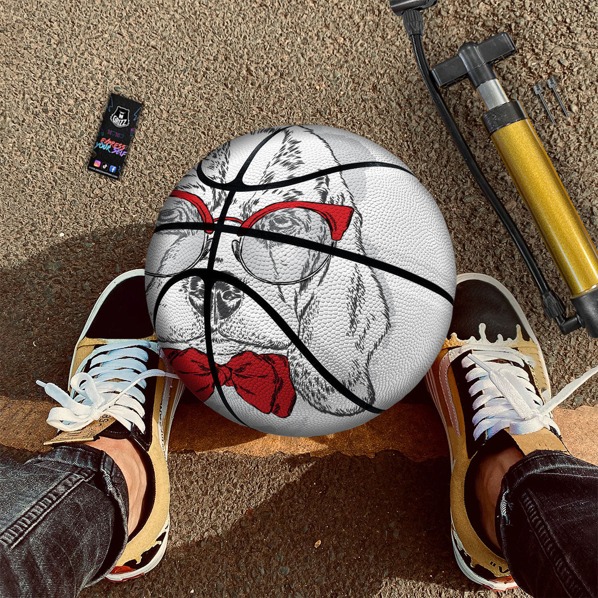 Beagle With Glasses Hipster Print Basketball-grizzshop