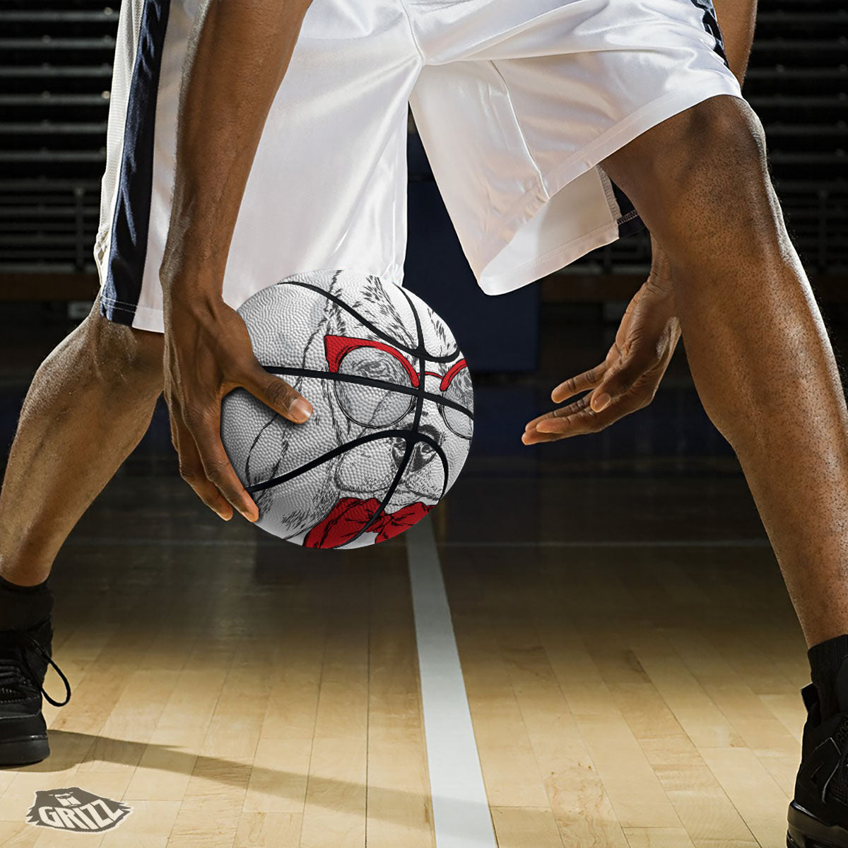 Beagle With Glasses Hipster Print Basketball-grizzshop