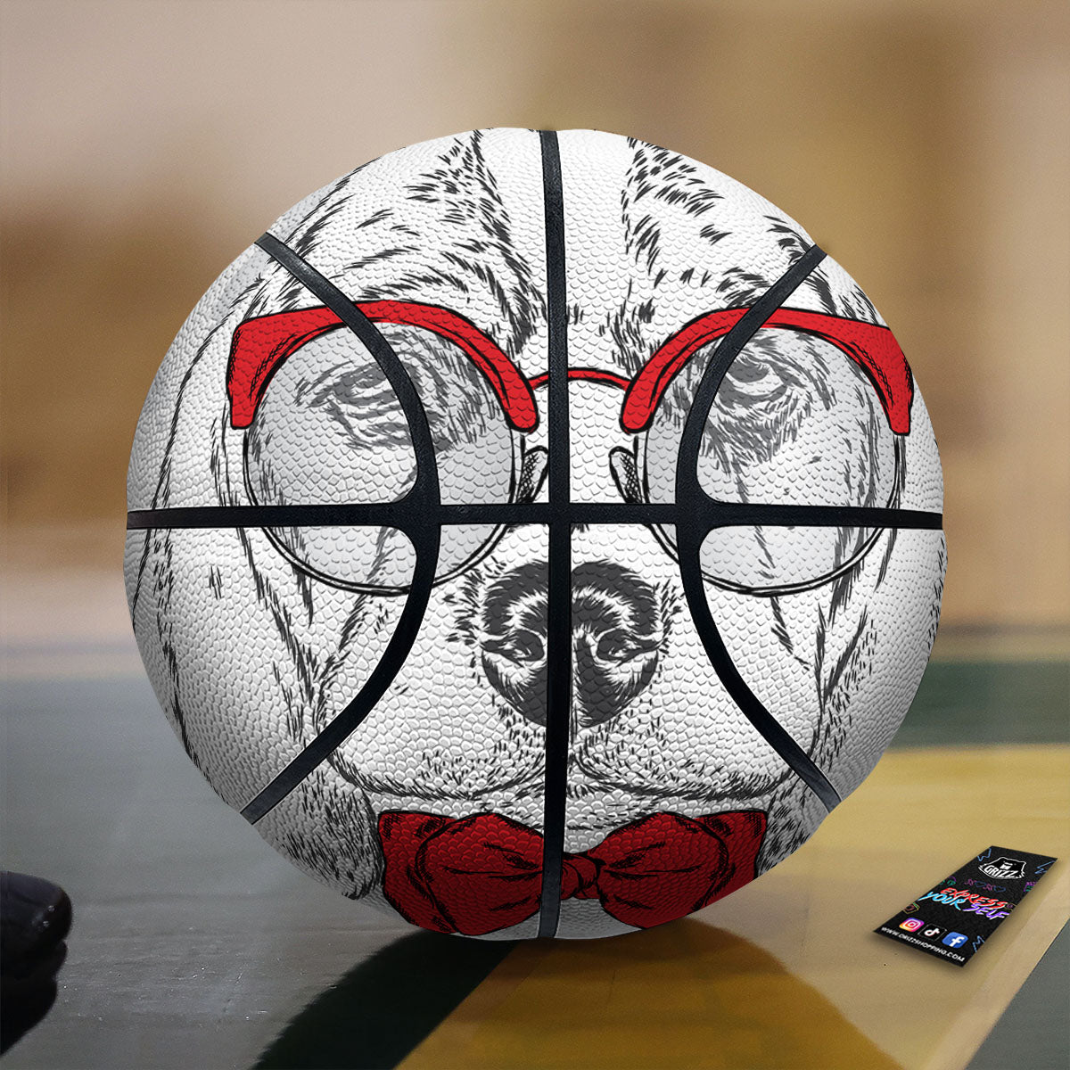 Beagle With Glasses Hipster Print Basketball-grizzshop
