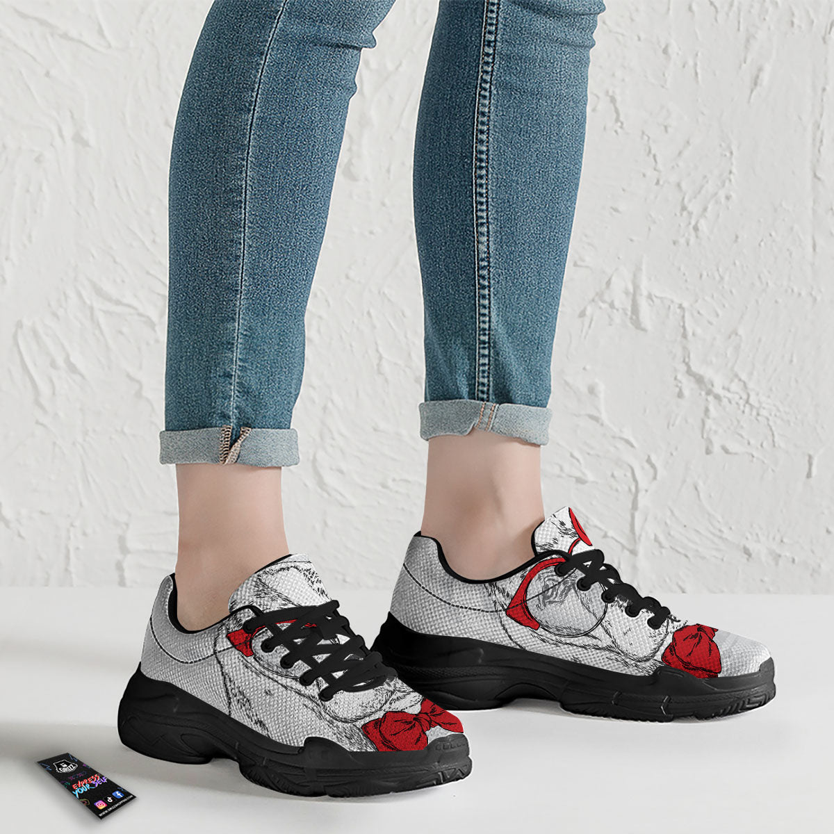 Beagle With Glasses Hipster Print Black Chunky Shoes-grizzshop