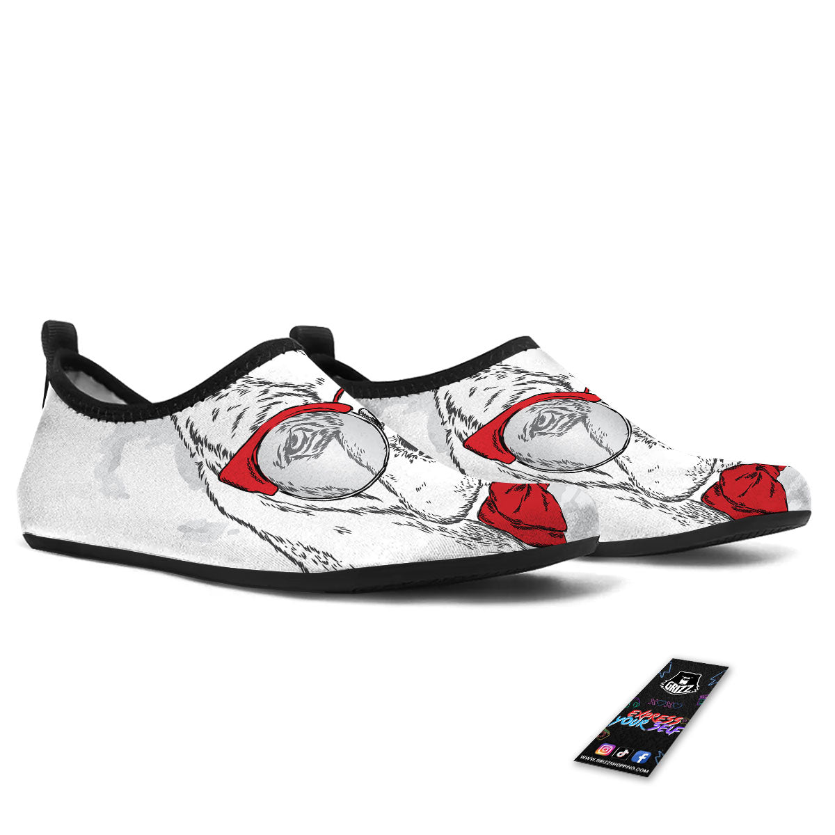 Beagle With Glasses Hipster Print Water Shoes-grizzshop