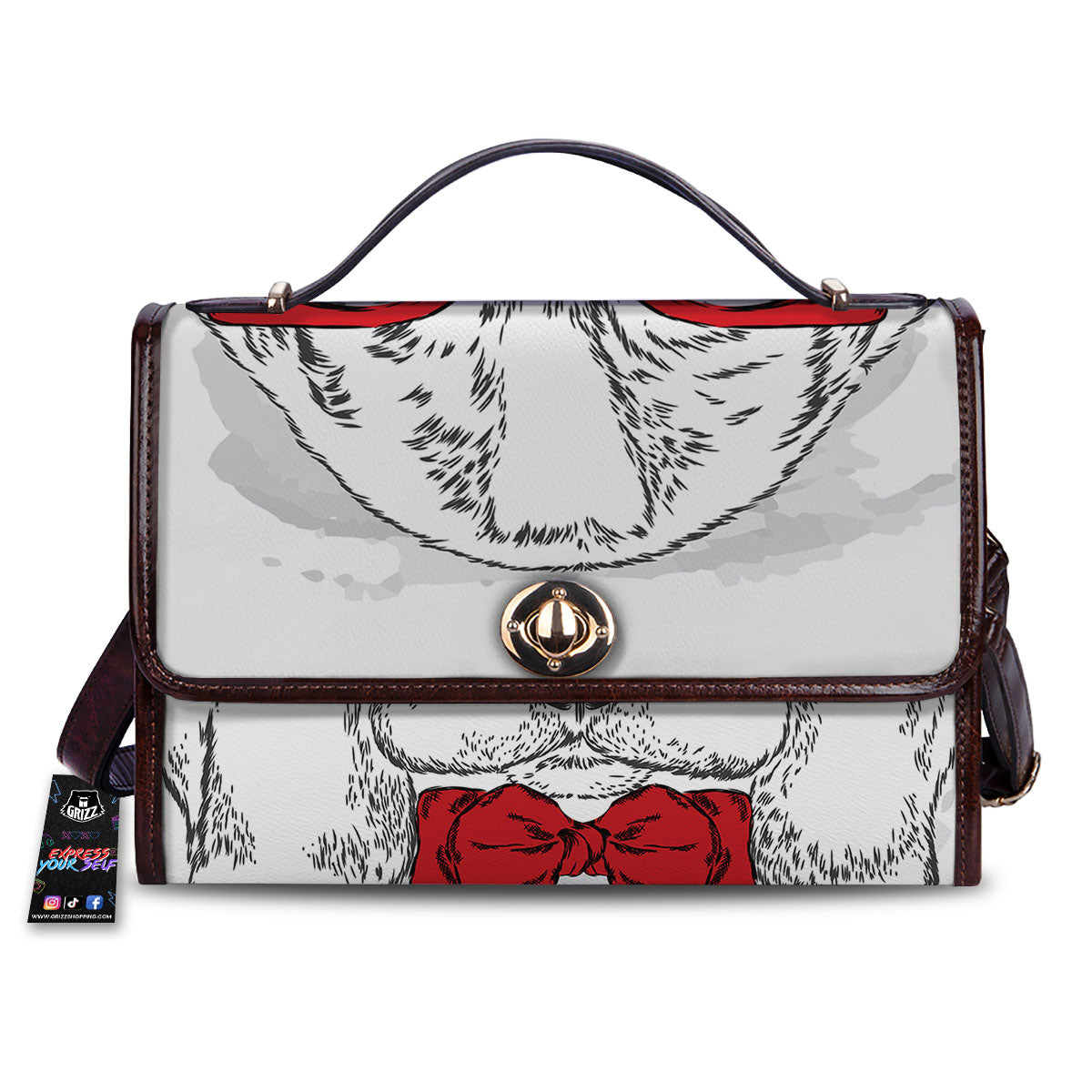 Beagle With Glasses Hipster Print Women's Satchel Bag-grizzshop