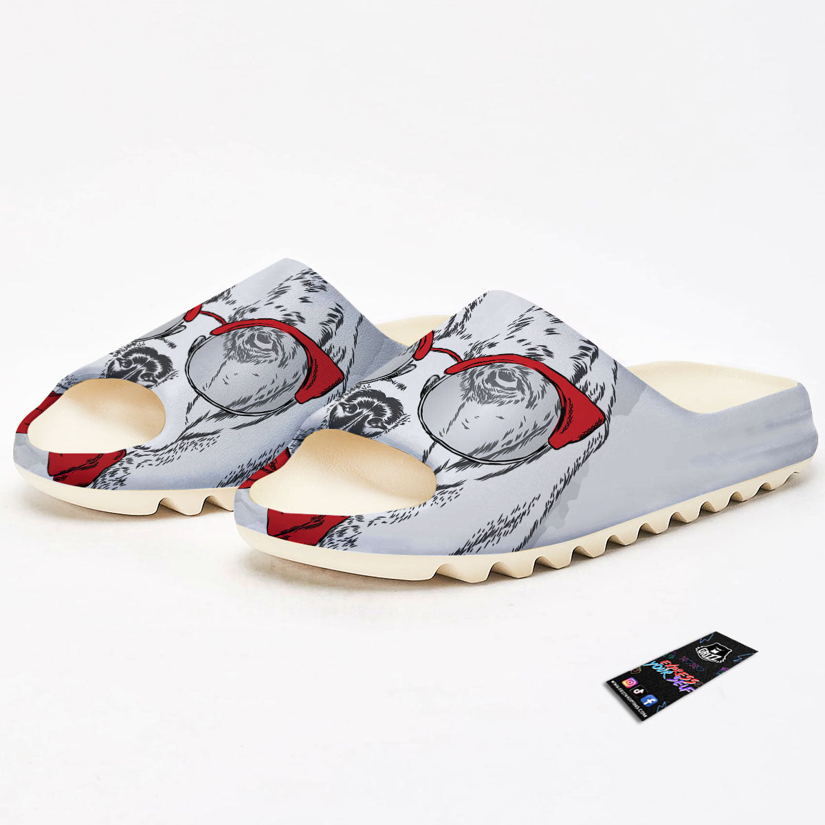 Beagle With Glasses Hipster Print Sandals